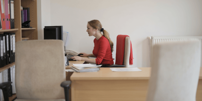 Lady Working In Office